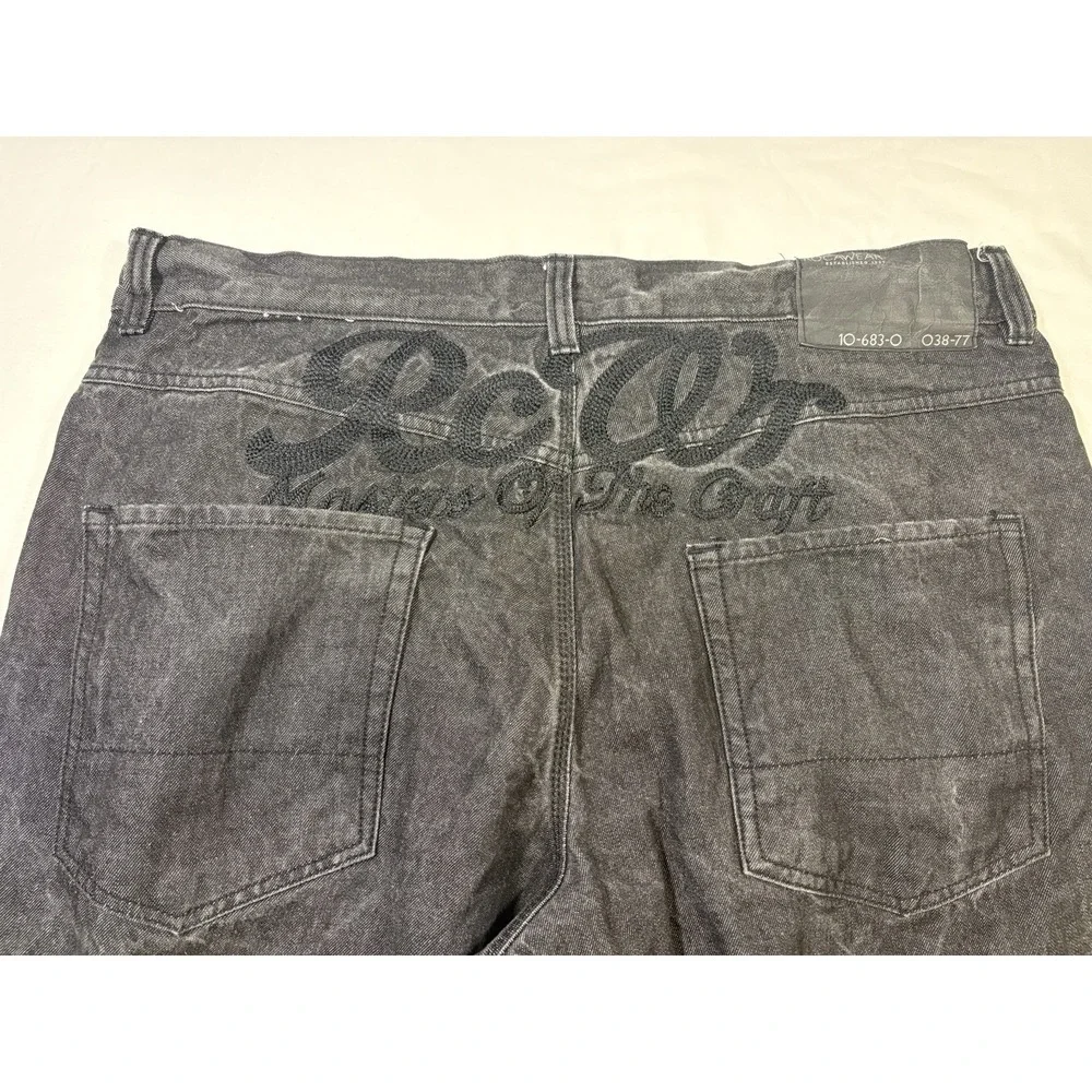 VTG Rocawear Jeans Men 42x34 Black Y2K Embroidered Hip Hop Baggy Y2K Wide-Leg